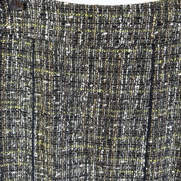 Eccoci Womens Green Black Tweed Double Slits Lined Knee-Length Pencil Skirt Sz 6 - Picture 2 of 10